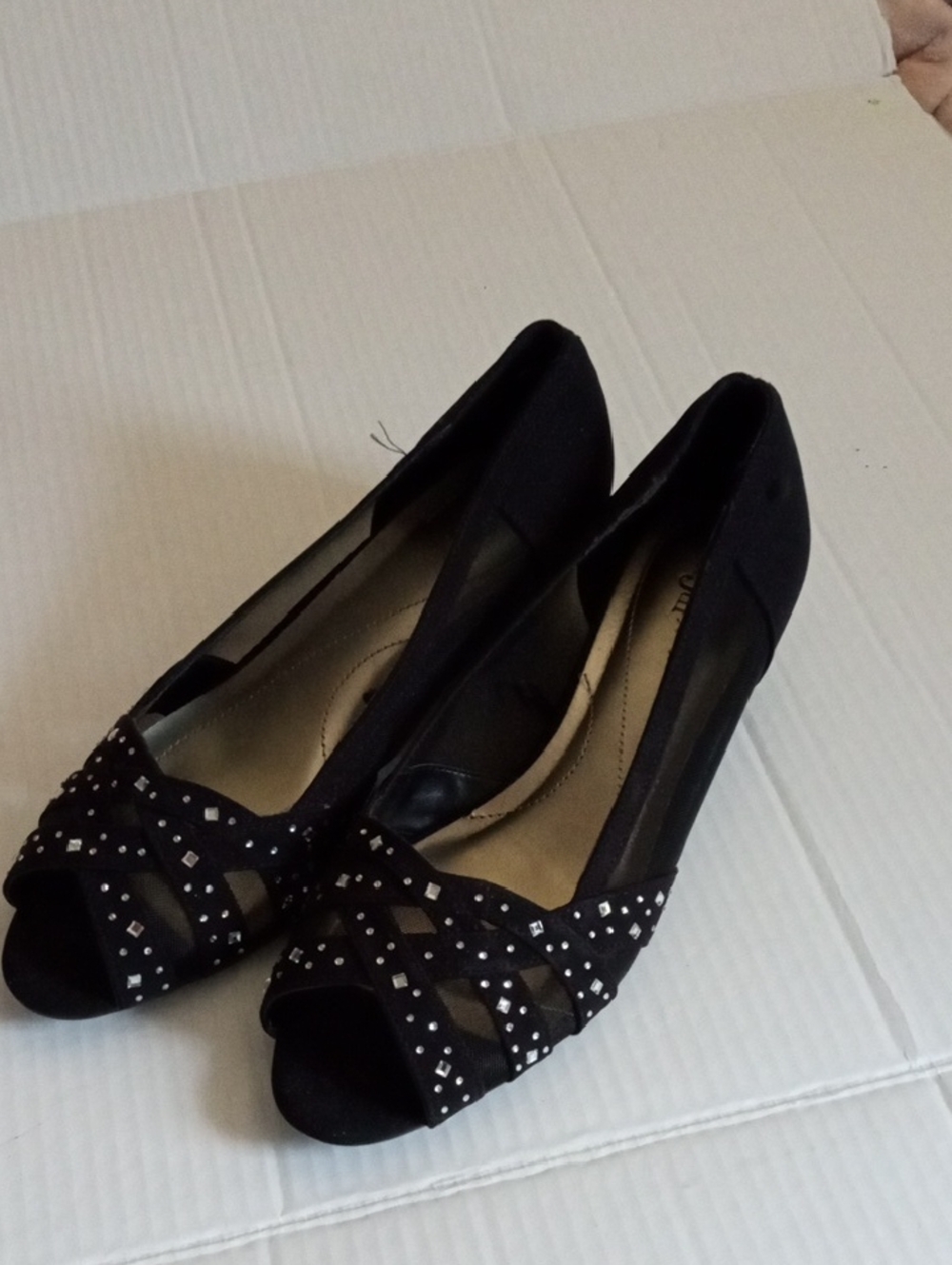 East 5th Black Mesh Rhinestone Ballet Flats All Over Silver Rhinestones Size 9
